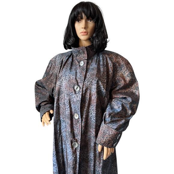 American Vtg Vision iridescent animal print wool lined trench coat XL - Picture 11 of 17